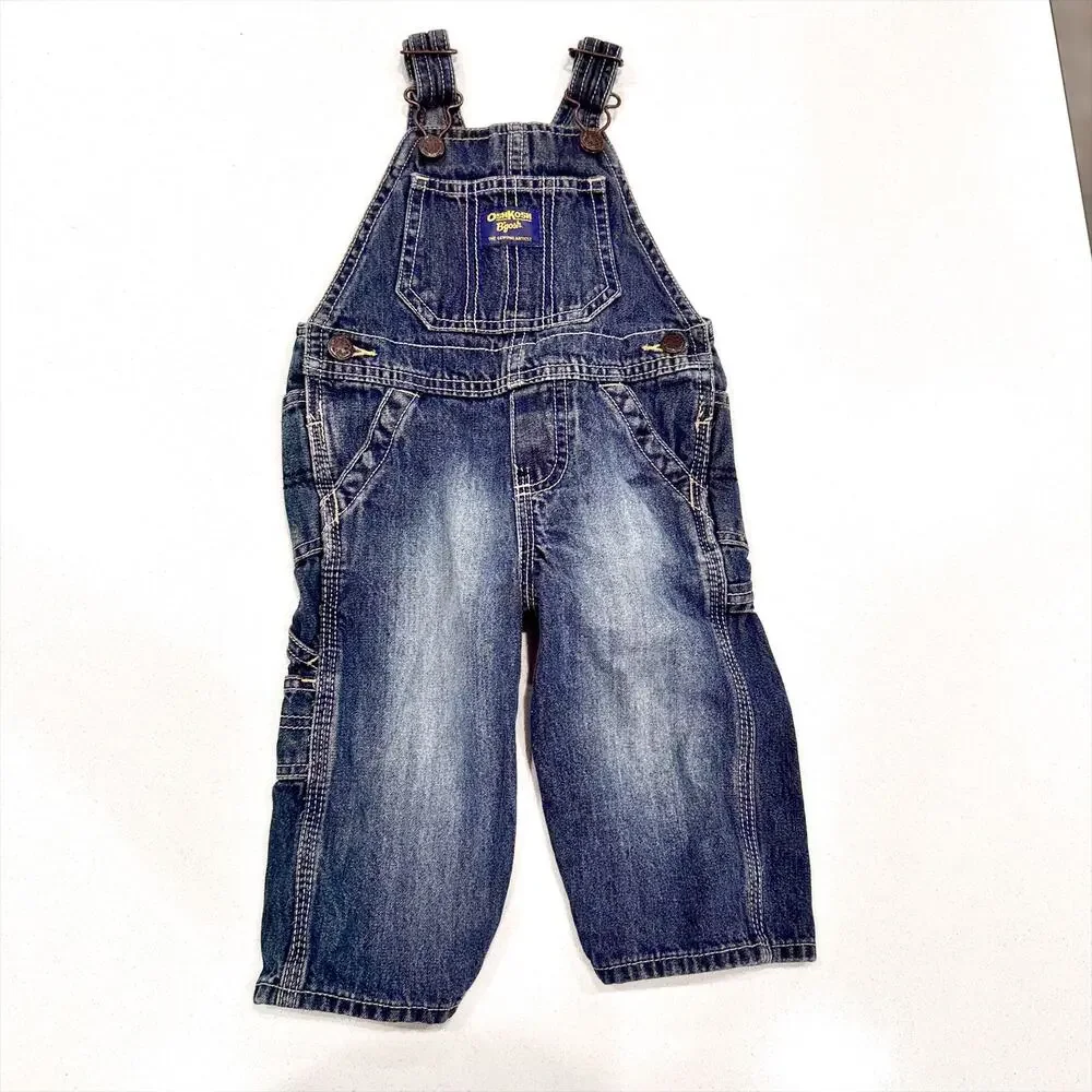 OshKosh B'Gosh Baby Blue Denim Jean Overalls sz 9 months